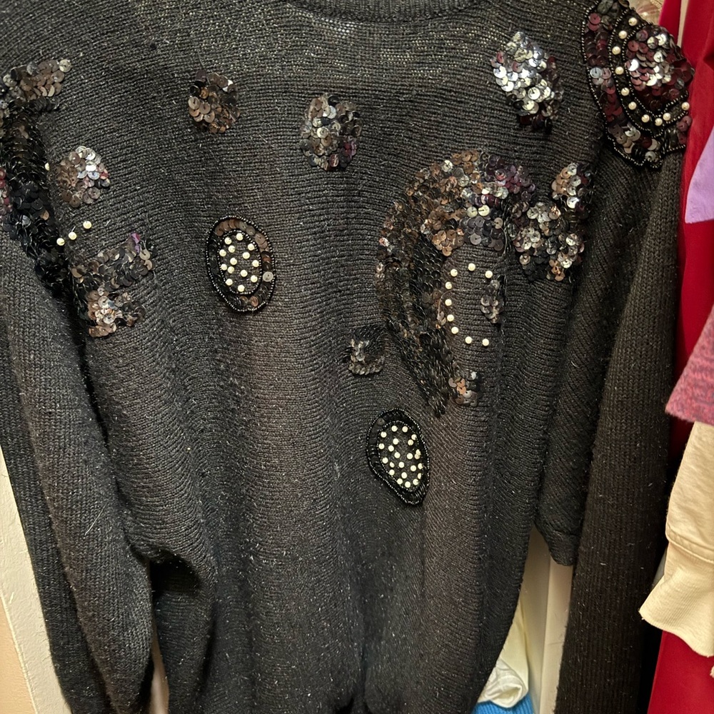 Vintage Carducci Embellished Black Women's Sweater size medium